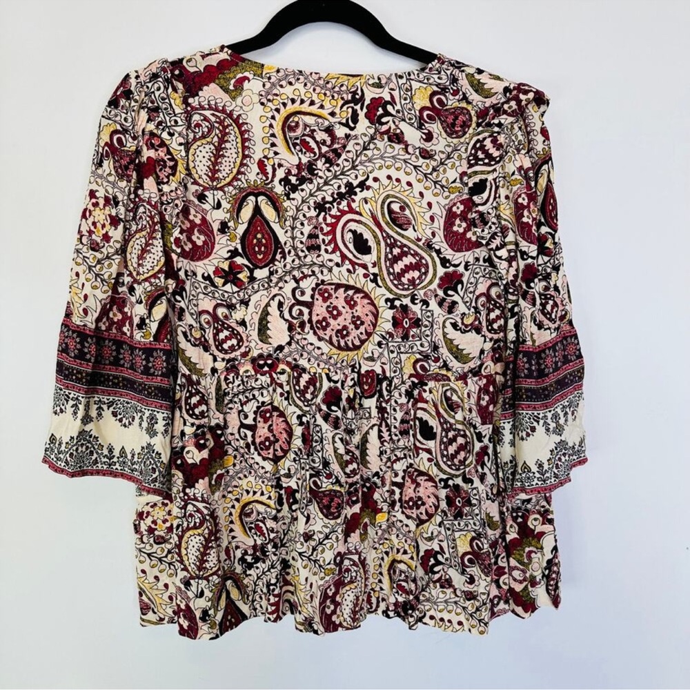 BA&SH Zarry Print Top size large paisley print berry & ecru - Picture 9 of 12